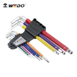 Chrome Vanadium Steel 9pc Multi-color Extra Long Arm Ball Point Hex Key Set