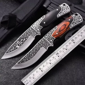 Classic Wood Handle Stainless Steel Fixed Blade Survival Hunting Outdoor Knife Set for DIY and OEM Customization