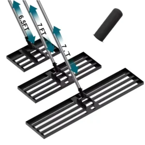 Cold Galvanized Large Lawn Leveler Tool Adjustable Height Metal Handle Golf Grassland Rake for Sand