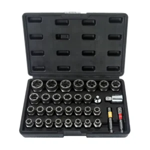Compact 33pc Nut Bolt Extractor Socket Adaptors Set 6-19mm Carbon Steel Broken Damaged Removal OEM ODM Ready