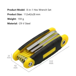 Compact 8 in 1 Foldable CR V Hex Wrench Precision Anti stripping Allen Key Tool for Electronic Repair