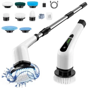 Cordless Electric Spin Scrubber 7 Replaceable Shower Cleaning Brush for Baby Friendly Tub and Tile Plastic Material
