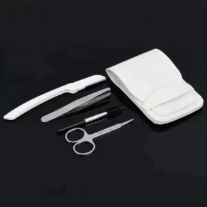 Cosmetic 4Pcs Stainless Steel Eyebrow Hair Style Expert Tweezer Set with Scissor Brush Razor