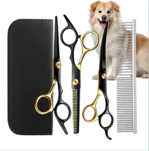 Curved Straight Tooth Luxury Stainless Steel Multifunctional Pet Grooming Scissor Dog Shear for Home Use Animal Haircut Trimmer