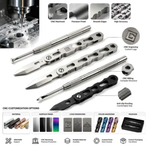 Custom CNC Machined Stainless Steel EDC Pry Bar Multi Tool CNC Machined Aluminum and Magnesium Parts OEM ODM Anodized Finish