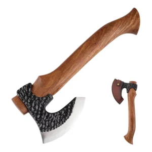Custom Carbon Fiber Pattern Blade Axe Hand Forged DIY Grade Hatchet with Holster for Camping and Garden