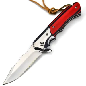 Custom Free Sample 440c Steel Wooden Handle Survival Tactical Folding Knife Durable Camping & Hunting Pocket Knife