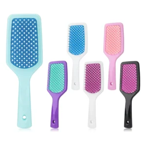 Custom Logo Barber Salon Massage Styling Curved Vented Paddle Detangling Grid Nylon Hair Brush Comb