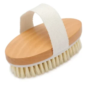 Custom Logo Hand held Oval Wet and Dry Body Brush Exfoliator Wood Boar Bristle Dry Skin Body Bath Brush for Massage
