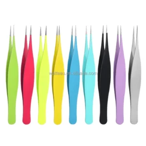 Custom Logo Professional Luxury Stainless Steel Eyelash Tweezers with Durable Design Colourful Pointed Tweezers for Salon Use