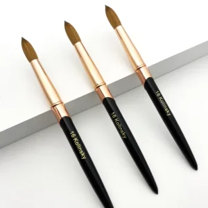 Custom Logo Rose Gold Ferrule Black Handle Premium Kolinsky Acrylic Nail Brush for Powder