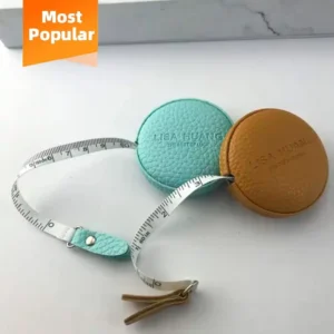 Custom Mini Promotional Faux Leather Tape Measure 1.5m Funny Small Flexible Round Cowhide Tape Measure with logo