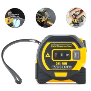 Custom Oem Tape Measure with Logo TPR Coated ABS Case 2 in 1 Battery Included LCD Display Ft in M Digital Measuring