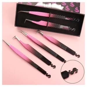Custom Packaging Lash Tweezers DIY Lash Cluster Tweezer Eyelash Tweezers With Fiber Tip