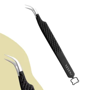 Custom Packaging Thin Straight Volume Valentine’s Fiber Lash Tweezers Noir N°2 Fiber Tip Stainless Steel