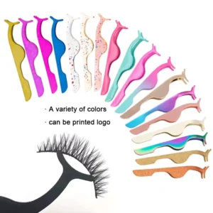 Custom logo Tweezers Eyelash Applicator Stainless Steel False Lash Tweezers Eye Lash Tweezers Private Label