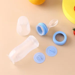 Customized 0 12 Months Training BPA Free Silicone Squeeze Bottle Variable Flow Handle Suction Cup Base Naughty Cat Tilted Head
