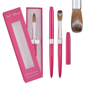 Customized Private Label Professional Premium Real Pure #8 #10 #12 #14 #16 Acrylic Nail Art Brush 100% Kolinsky Pink