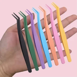 Customized Stainless Steel Eyelash Tools Slanted Non Sticky Tweezer Cluster Lash Applicator High Quantity Tweezer