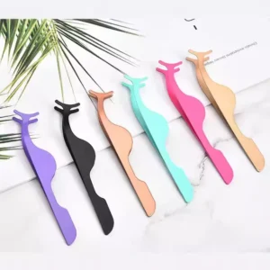 Customized Stainless Steel False Eyelash Applicator Tweezers Clip Beauty Tool Grafting Clip Curved Design Eyelash Tweezers