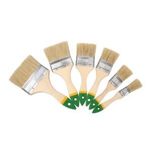 DIY Industrial Grade Paint Brushes Customizable OEM Support with White Thick Bristle and Wooden Handle