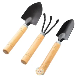 DIY Mini Gardening Plant Pot Shovel Spade Rake Tool with Wood Handle for Kid Gardening Toy and Indoor Miniature Plants