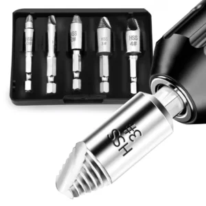 Damage Screws Bolts Easy Out Removal Screw Extractor 5PCS Hex Quick Change Shank Bright HSS Spiral Screws Remover
