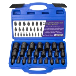 Damaged Stripped Screw Extractor Set High Speed Steel 1 8 7 8″ Sizes for Automotive Repair DIY Home Use Reverse Thread Removal