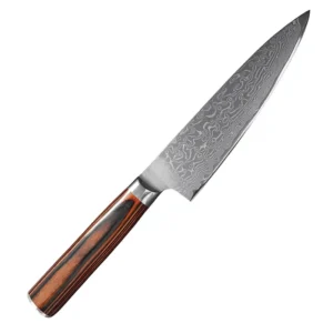 Damascus Steel Fruit Knife Set with Colorful Wood Handle Paring and Steak Knives Forged Modern Minimalist Design 14.5cm Blade
