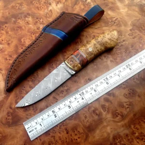 Damascus Steel Knife Solidified Wood Nordic Knife Household Fruit Knife Outdoor Knife