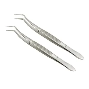 Dentwish Surgery Stainless Steel Instrument Dental Tweezers Double Curved Positioning Tweezers
