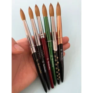 Different Size 100% Kolinsky 3D Acrylic Nail Art Brush for Manicure Powder Gold Metal Handle Sable Hair Nail Brush