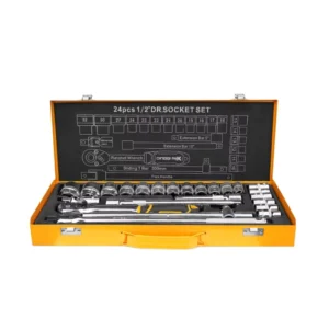 DingQi Hand Tool 1/2″ 24Pcs Steel Adjustable Socket Wrench Set