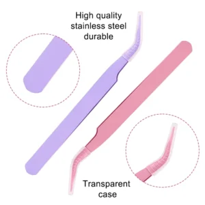 Diy Fiber Tip Volume Lash Tweezers for Eyelash Extension Stainless Steel Eyelash Tweezers Custom Logo