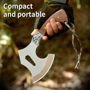 Double Blade Stainless Steel Axe Wood Handle Multifunctional Camping Hatchet for Outdoor Hunting Adventure