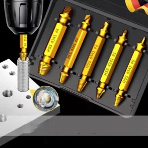 Double Head Bolt Screw Remover Tool Set JBM 104 for Damaged Screws Bolts with Reverse Teeth & Sand Blasted Finish Imperial Inch