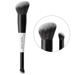 Double Sided Makeup Brush Set with PU Leather Case Premium Synthetic Bristles Black & White Handle Professional Makeup Tools