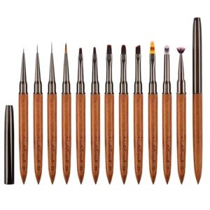 Drawing Pen Nail Art Liner Brushes Set Real Wood Handle Manicure Stripes Wooden Brush 1pc Opp Bag Microbrush Wood