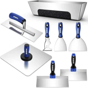 Drywall Hand Tools Kit Drywall Knife Set Putty Knives Taping Knives Aluminum Hawk Mud Pan Flat Finishing Trowel
