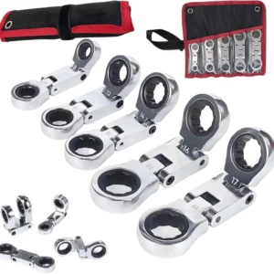 Dual Drive Ratchet 5 Pack Stubby Wrenches Set 3 4 Inch Retractable Ratchets Wrenches Set For narrow Spaces