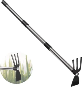 Dual Purpose Gardening Hoe Cultivator Hand Tool Stainless Steel Adjustable Handle Black Silver Customizable for Weeding Planting
