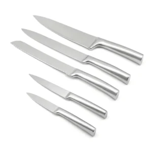 Durable Sharp Blade Household Silver Stainless Steel 5 Sets of Kitchen Knife Set with Hollow Handle