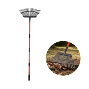 Durable Steel 25 Tine Garden Rake Reinforced Construction Lawn Rake Fallen Leaves Cleaning Landscaping Tools Heavy Duty