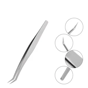 ELITER 45 Degree Angle Tweezers Stainless Steel Tweezers Tweezer Lash Extensible Tool Eyelash