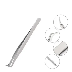 ELITER Stainless Steel Eyelash Tweezers 80 Degree Tip Extensible Tweezers for Eyelash Extensions