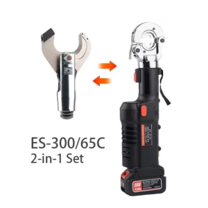 ES 300 65C 2 in 1 Cordless Hydraulic Cable Crimper and Cutter 18V Battery 300mm² Terminal Lug Crimping and Cutting Tool Set