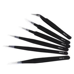 ESD 15 Anti Static Black Elbow Tipped Tweezers for Electronic Repair ESD 10 11 12 13 14 Series Tweezers
