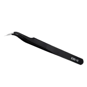 ESD 15 Industrial & DIY Grade Anti static Non magnetic Stainless Steel Tweezers 1.5mm Smooth Tip OEM Customizable