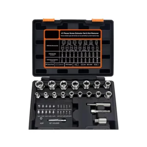 Easy Out Broken Nut Removal Tool 41 Pieces Stripped Bolt Screw Extractor Set with Adapter