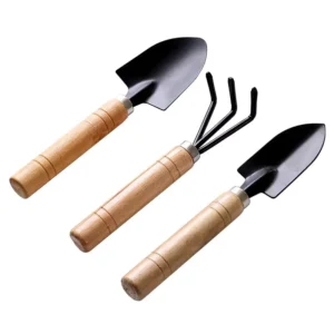 Easy Use Small Mini Gardening Metal Tools Soil Shovel Spade Rake Set Wooden Handles